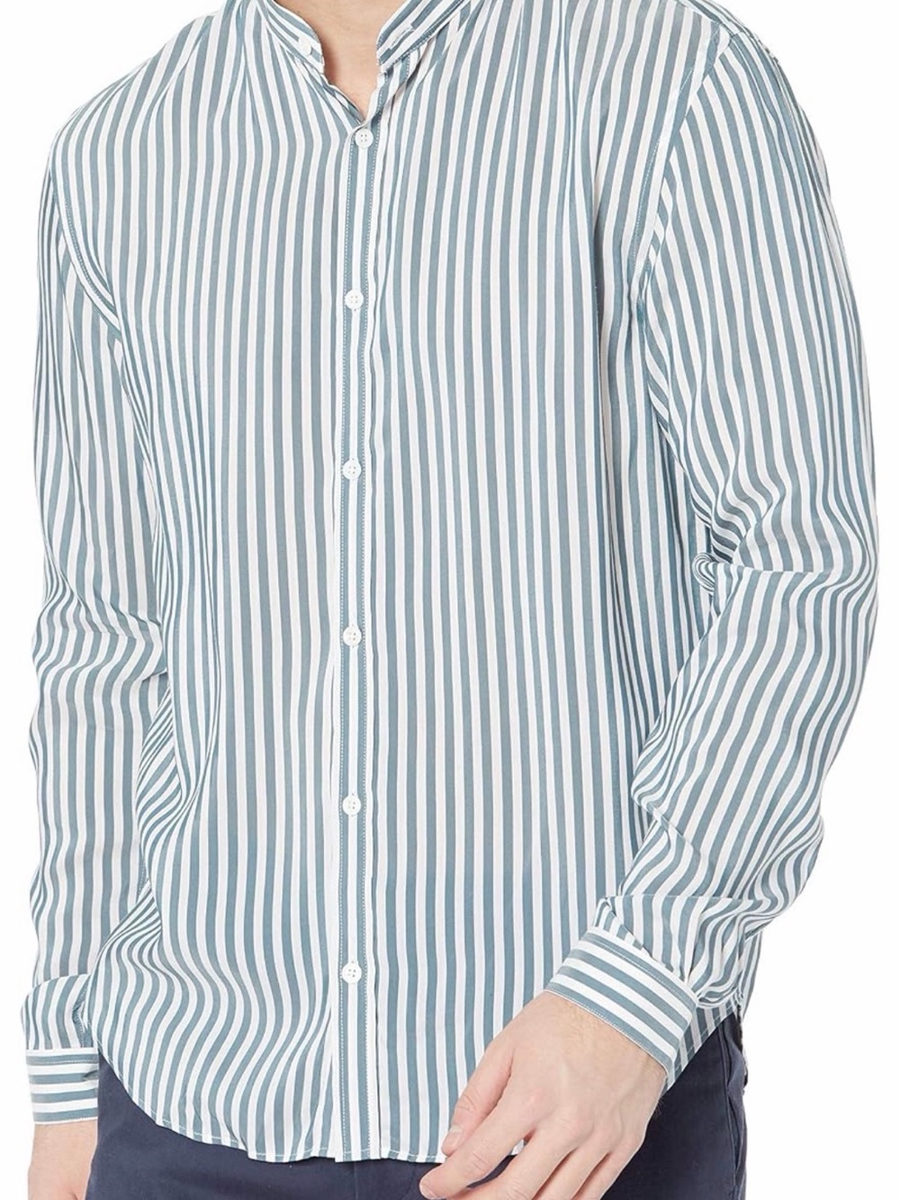 Brand NEW- Koople’s Striped Blue and White Band-Collar Men's Shirt